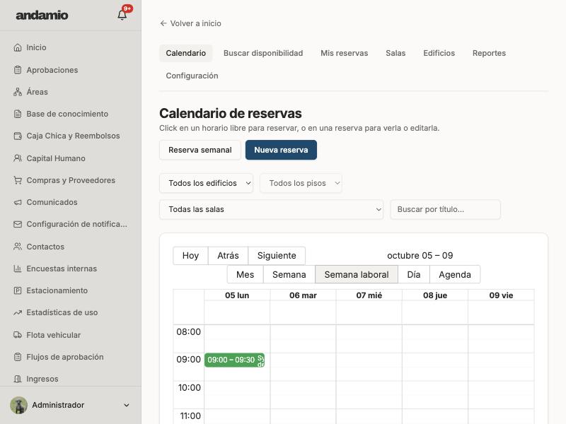 Buscador de disponibilidad de salas de reunión.
